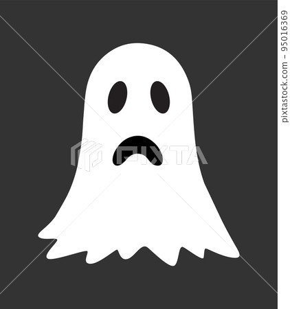 Scary ghost on dark background. Ghost in a white sheet. Ghost in a sheet floating in the air 95016369