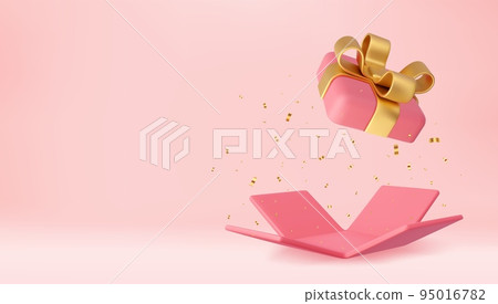 3d Cute Surprise Gift Box With Falling Confetti 95016782