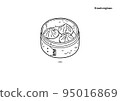 Illustration of xiaolongbao (line drawing, monochrome) 95016869