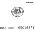 Illustration of Tandan noodles (line drawing, monochrome) 95016871