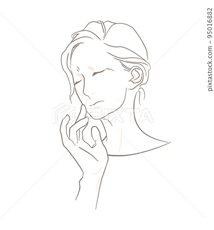 患有面部皺紋和皮膚老化的女性 - 護膚/美容 95016882