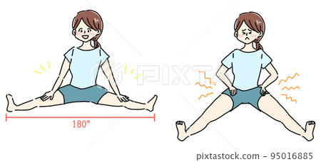 做張開腿伸展運動的女人 95016885