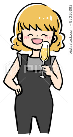 A woman toasting with champagne 3 A woman toasting with champagne 3 95016892
