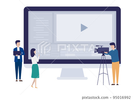 Illustration material of people who edit videos 95016992