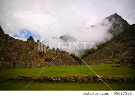 Panoramic view to Machu Picchu archaeological site with Polygonal masonry, Cuzco, Peru 95017588