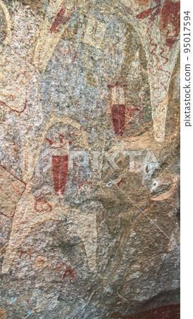 Cave paintings and petroglyphs Laas Geel near Hargeisa closeup Somalia 95017594