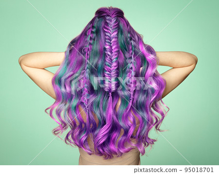 Beauty fashion model girl with colorful dyed hair Beauty fashion model girl with colorful dyed hair 95018701