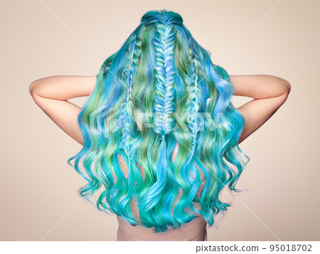 Beauty fashion model girl with colorful dyed hair Beauty fashion model girl with colorful dyed hair 95018702