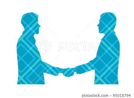 Office worker silhouette plaid pattern shaking hands Office worker silhouette plaid pattern shaking hands 95018794