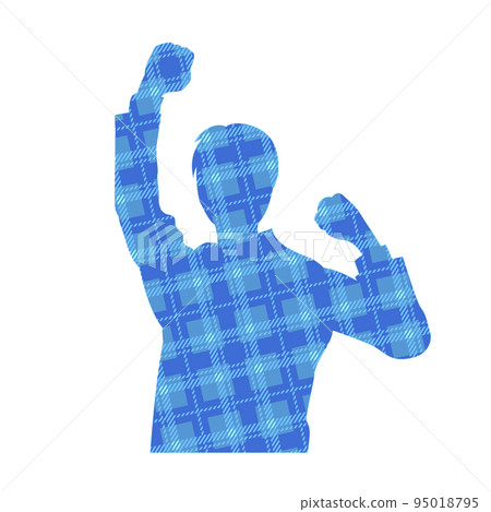 A silhouette of an office worker doing a guts pose, check pattern A silhouette of an office worker doing a guts pose, check pattern 95018795