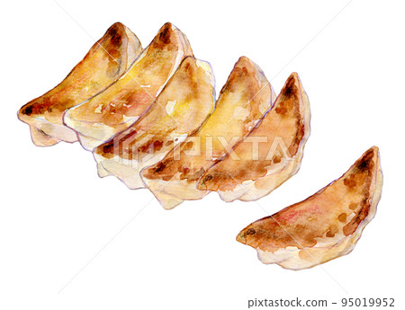 Grilled gyoza watercolor illustration Grilled gyoza watercolor illustration 95019952