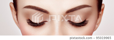 Female eye with long false eyelashes Female eye with long false eyelashes 95019965