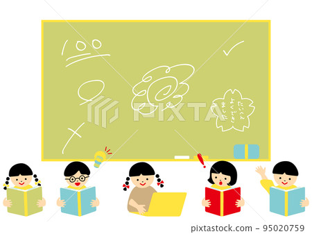 學習硬黑板背景的孩子 95020759