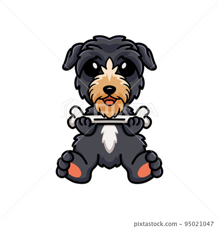Cute deer hound dog cartoon holding a bone 95021047