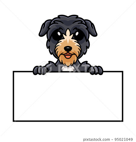 Cute deer hound dog cartoon holding blank sign 95021049