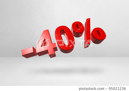 40% off discount offer. 3D illustration isolated on white. Promotional price rate 95021236