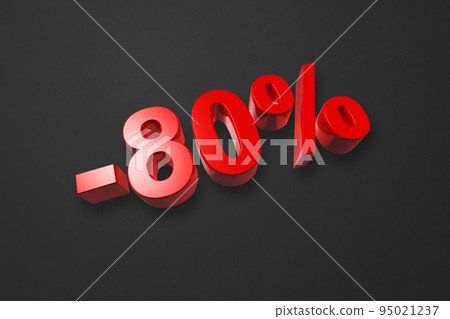 80% off discount offer. 3D illustration isolated on black. Promotional price rate 80% off discount offer. 3D illustration isolated on black. Promotional price rate 95021237