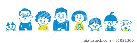 Illustration of a family lined up side by side 95021300