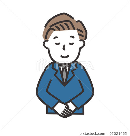 一個穿著西裝的男人鞠躬的插圖 95021465