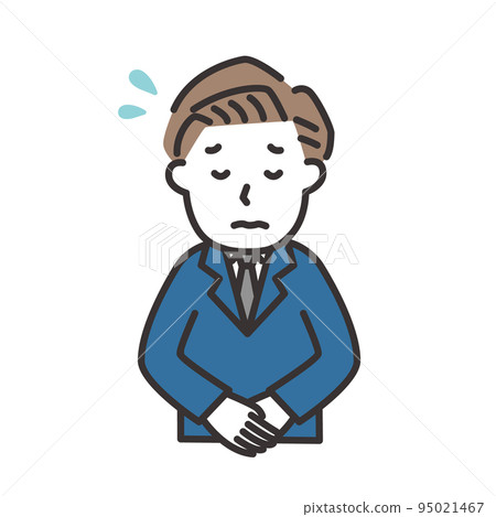 Illustration of a man in a suit bowing and apologizing 95021467