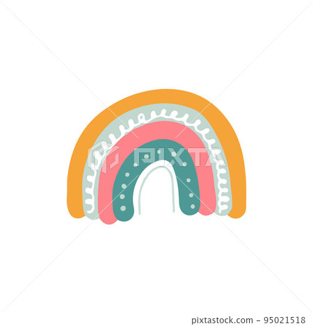Pastel boho rainbow. Cute hand drawn modern stickers for nursery. Childish colorful clipart Pastel boho rainbow. Cute hand drawn modern stickers for nursery. Childish colorful clipart 95021518