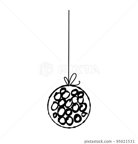 Christmas hand drawn ball. Doodle garland with holiday sketchy bauble 95021531