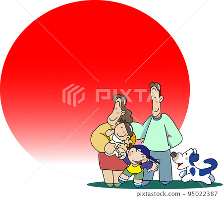 New Year family and pets watching the first sunrise of the year New Year family and pets watching the first sunrise of the year 95022387