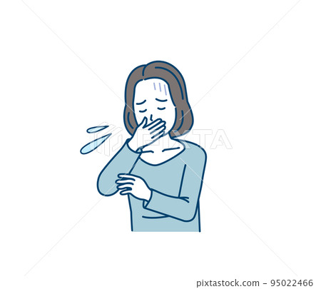 Nausea vomiting middle-aged woman food poisoning symptoms illustration 95022466