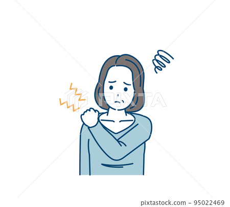 被僵硬的肩膀困擾的中年婦女 僵硬的肩膀疼痛症狀插圖 95022469
