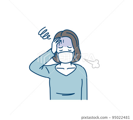 中年婦女感冒、發燒、電暈症狀,插圖 中年婦女感冒、發燒、電暈症狀,插圖 95022481