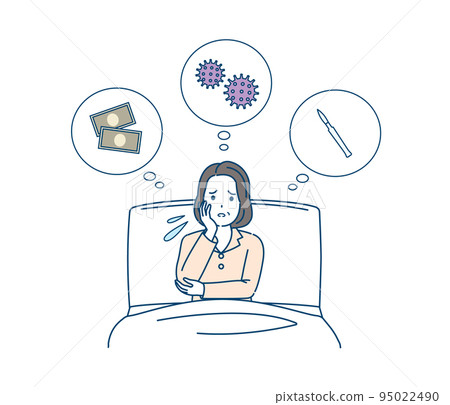住院期間焦慮的中年婦女手術沒有訪客醫療費用中醫院病人疾病插圖 95022490