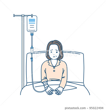 中年婦女住院中醫院病人生病插圖 95022494