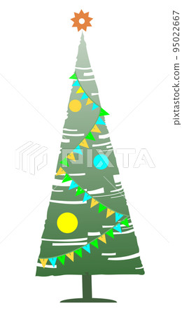 Christmas, New Year day tree illustration. Christmas, New Year day fir decorated with garlands and balls isolated on white Christmas, New Year day tree illustration. Christmas, New Year day fir decorated with garlands and balls isolated on white 95022667