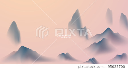Modern design vector illustration of Chinese ink landscape painting on gorgeous red background. Modern design vector illustration of Chinese ink landscape painting on gorgeous red background. 95022700