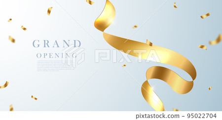 Design your opening card with gold ribbon with confetti. vector illustration business banner template Design your opening card with gold ribbon with confetti. vector illustration business banner template 95022704