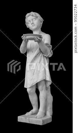 Ancient statue of the boy. Charity sculpture of Christian Daniel Rauch in the State Hermitage Museum. Masterpiece isolated photo with clipping path 95022734