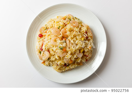 shrimp fried rice on white background 95022756