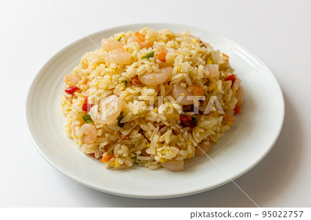 shrimp fried rice on white background 95022757