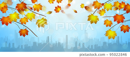 autumn falling leaves in city park autumn falling leaves in city park 95022846