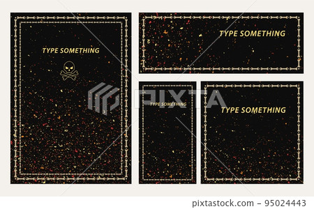 Set of templates with bright sparks flying from top to bottom, frame of bones, copy space. Backgrounds for prints, social media posts, stories. Good for Halloween, Dia de Muertos holiday decoration. 95024443
