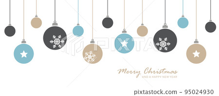merry christmas card with hanging ball decoration 95024930