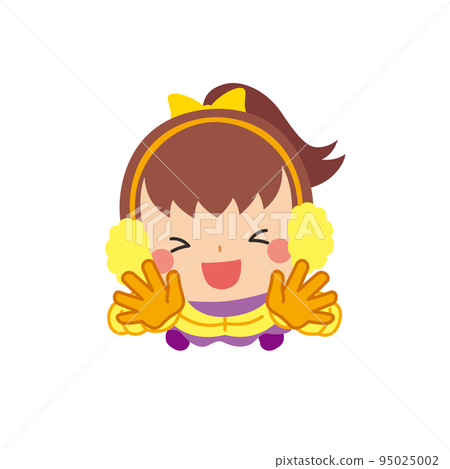 Illustration of a cute little girl calling out to the sky White background clip art vector overhead view 95025002
