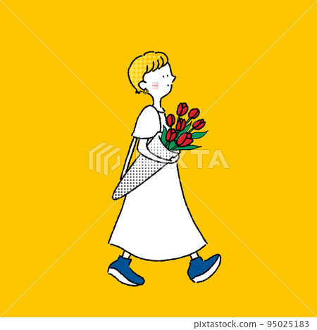 woman with tulips 95025183