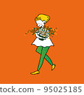 Woman holding a bouquet of mimosas 95025185