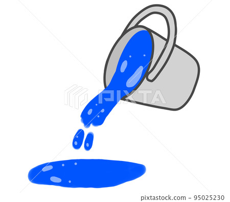 Bucket overflowing with blue paint Bucket overflowing with blue paint 95025230