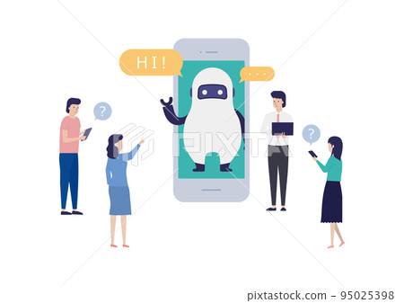 使用 AI 聊天機器人自動回复客戶查詢！提高運營效率和滿意度！插圖素材 95025398