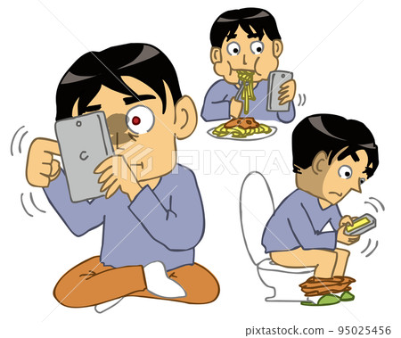 People who are addicted to smartphones and SNS who never let go of their mobile phones People who are addicted to smartphones and SNS who never let go of their mobile phones 95025456