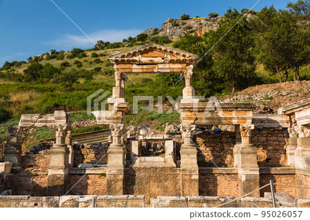 Trajan's Fountain in the ruins of the ancient city of Ephesus, Turkey 95026057