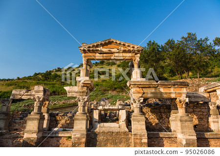 Trajan's Fountain in the ruins of the ancient city of Ephesus, Turkey 95026086