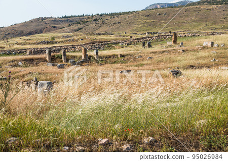 Hierapolis ruins in Pamukkale, Hierapolis, Turkey Hierapolis ruins in Pamukkale, Hierapolis, Turkey 95026984